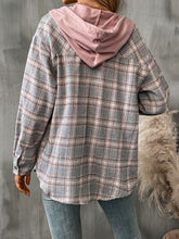 将图片加载到图库查看器，Plaid Buttoned Long Sleeve Hooded Jacket for Women – Cozy &amp; Stylish Cotton-Blend Outerwear
