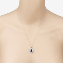 Load image into Gallery viewer, 2.56 Carat Genuine Tanzanite and White Diamond 14K White Gold Pendant
