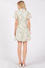 Load image into Gallery viewer, New Summer Floral Eyelet Zipper Front Puff Sleeve Mini Dress For Women – Elegant, Trendy and Chic Floral Eyelet Mini Dress with Puff Sleeves
