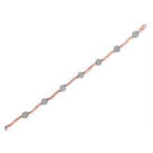 将图片加载到图库查看器，.925 10k Rose Gold Over Sterling Silver 1.0 cttw Diamond Floral Link Bracelet (I-J Color,I3 Clarity)
