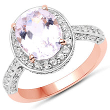Load image into Gallery viewer, 14K Rose Gold Plated 3.86 Carat Genuine Kunzite and White Zircon .925 Sterling Silver Ring
