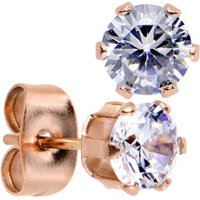 Load image into Gallery viewer, 5mm Clear CZ Gem Rose Gold IP Post Stud Earrings
