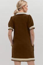 Load image into Gallery viewer, Trendy Contrast Short Sleeve Mini Dress Soft &amp; Comfortable Casual Dress for Women
