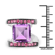 Load image into Gallery viewer, 6.90 Carat Genuine Amethyst and Rhodolite .925 Sterling Silver Ring

