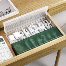 Load image into Gallery viewer, Cable Storage Box Large Capacity Transparent Multi-compartments Desktop Charging Cable Case
