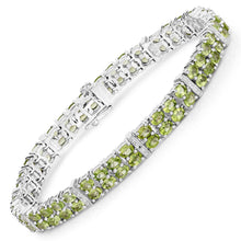 Load image into Gallery viewer, 12.97 Carat Genuine Peridot and White Topaz .925 Sterling Silver Bracelet
