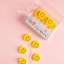 Load image into Gallery viewer, Cake Topper Bear Candles Cartoon Smiley Face Birthday Insert Creative  Party Cake Handmade Smiley Daisy Flower Cake Toppers For Birthday Party
