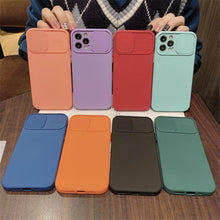 Load image into Gallery viewer, Camera Protection Case With Sliding Camera Cover Protective Design Soft Edges Protective Cover Camera Lens Protection Solid Phone Case For iPhone 13 14 12 Pro Max Mini Candy Color Cover For iphone
