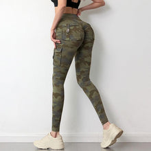 Load image into Gallery viewer, Camouflage Yoga Pants With Pockets Women Fitness Leggings Workout Sports Pocket Women Green Leggings Slim Skinny Gym Leggings Pants Push Up Elastic Slim Pants For Autumn And Winter

