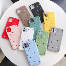 Load image into Gallery viewer, Candy Color Cute Love Heart Phone Case For Iphone 13 12 11 Pro Max Soft Silicon Purple White Silicone Case With Little Heart Pattern Slim Shockproof Protective  Back Cover
