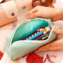 Load image into Gallery viewer, Candy Color Unique Design  PU Leather Metal Button Pencil Cases For Girls Cute Stationary Boy Pencil Pouch For Students
