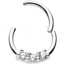将图片加载到图库查看器，16G 5/16 Clear Gem Hinged Segment Ring Circular Barbell
