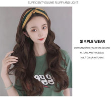 将图片加载到图库查看器，Cap With Hair Long Wavy Fake Hair Hat Wig Synthetic Hair Extensions Hat With Hair Natural Hairpiece Wigs For Black Women Cosplay Wigs For Women
