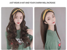 将图片加载到图库查看器，Cap With Hair Long Wavy Fake Hair Hat Wig Synthetic Hair Extensions Hat With Hair Natural Hairpiece Wigs For Black Women Cosplay Wigs For Women
