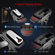 将图片加载到图库查看器，Car FM Transmitter with Wireless Earpiece 2 USB Charge Ports

