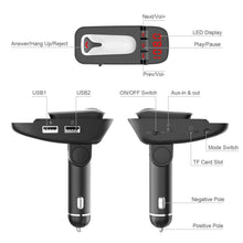将图片加载到图库查看器，Car FM Transmitter with Wireless Earpiece 2 USB Charge Ports

