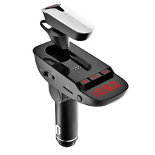 将图片加载到图库查看器，Car FM Transmitter with Wireless Earpiece 2 USB Charge Ports
