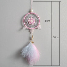将图片加载到图库查看器，Car Interior Rear-view Mirror Hanging Decor  Small Dream Catcher Boho Nature Feather Home Decor Handmade Grids Nature Feather Car Charms Pendant Accessories Gift
