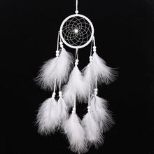 将图片加载到图库查看器，Car Interior Rear-view Mirror Hanging Decor  Small Dream Catcher Boho Nature Feather Home Decor Handmade Grids Nature Feather Car Charms Pendant Accessories Gift
