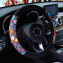 Load image into Gallery viewer, Car Steering Wheel Cover Steering Wheel Cover Cloth Massage Grip Breathable Elastic Car Steering Wheel Cover Ethnic Style Print Anti-slip Car Styling Car Steering-wheel Cover Car Interior Accessories Steering Wheel Covers with Cloth for Women
