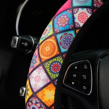 Load image into Gallery viewer, Car Steering Wheel Cover Steering Wheel Cover Cloth Massage Grip Breathable Elastic Car Steering Wheel Cover Ethnic Style Print Anti-slip Car Styling Car Steering-wheel Cover Car Interior Accessories Steering Wheel Covers with Cloth for Women

