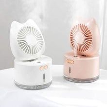 Load image into Gallery viewer, Cartoon Cat Fan Humidifier USB Charging Desktop Mute Hydrating Humidifier
