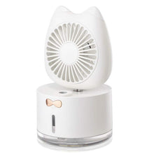 Load image into Gallery viewer, Cartoon Cat Fan Humidifier USB Charging Desktop Mute Hydrating Humidifier
