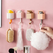 将图片加载到图库查看器，Cartoon Cat Hook Self Adhesive Dormitory Bedroom Door Hangers Hooks Key Umbrella Towel Cap Coat Rack Wall Animal Decoration Rack Non-Marking Hook Nail-Free Animal Hook Entrance Key Strong Sticking Hook
