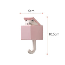 将图片加载到图库查看器，Cartoon Cat Hook Self Adhesive Dormitory Bedroom Door Hangers Hooks Key Umbrella Towel Cap Coat Rack Wall Animal Decoration Rack Non-Marking Hook Nail-Free Animal Hook Entrance Key Strong Sticking Hook
