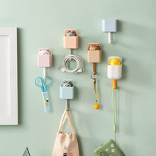 将图片加载到图库查看器，Cartoon Cat Hook Self Adhesive Dormitory Bedroom Door Hangers Hooks Key Umbrella Towel Cap Coat Rack Wall Animal Decoration Rack Non-Marking Hook Nail-Free Animal Hook Entrance Key Strong Sticking Hook
