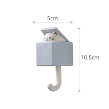 将图片加载到图库查看器，Cartoon Cat Hook Self Adhesive Dormitory Bedroom Door Hangers Hooks Key Umbrella Towel Cap Coat Rack Wall Animal Decoration Rack Non-Marking Hook Nail-Free Animal Hook Entrance Key Strong Sticking Hook
