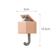 将图片加载到图库查看器，Cartoon Cat Hook Self Adhesive Dormitory Bedroom Door Hangers Hooks Key Umbrella Towel Cap Coat Rack Wall Animal Decoration Rack Non-Marking Hook Nail-Free Animal Hook Entrance Key Strong Sticking Hook
