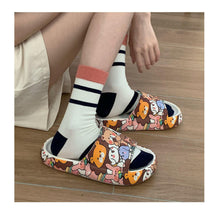 将图片加载到图库查看器，Cartoon Couple Fashion Bear Sandals Non-Slip Thick-Soled Indoor And Outdoor Slippers Men's Flip Flops Athletic Slide Sandals Flat Slip On Sandals For Women Summer Slippers

