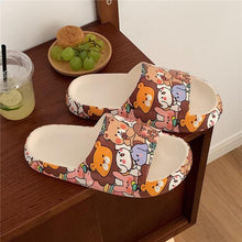 将图片加载到图库查看器，Cartoon Couple Fashion Bear Sandals Non-Slip Thick-Soled Indoor And Outdoor Slippers Men's Flip Flops Athletic Slide Sandals Flat Slip On Sandals For Women Summer Slippers
