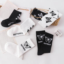 Load image into Gallery viewer, Cartoon socks cute bow print white black calcetines Women's Novelty Socks Crew Fun Funky fall fashion Casual Cotton Dress Socks
