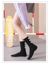 Load image into Gallery viewer, Cartoon socks cute bow print white black calcetines Women's Novelty Socks Crew Fun Funky fall fashion Casual Cotton Dress Socks
