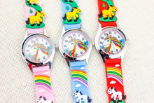 将图片加载到图库查看器，Cartoon Unicorn Childrens Watch 3D Rainbow Pony Girl Wristwatch Quartz Kids Watches Student Silicone Children Toddler Wrist Watch Birthday Gift For Girls Cute Child Watches
