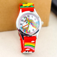 将图片加载到图库查看器，Cartoon Unicorn Childrens Watch 3D Rainbow Pony Girl Wristwatch Quartz Kids Watches Student Silicone Children Toddler Wrist Watch Birthday Gift For Girls Cute Child Watches
