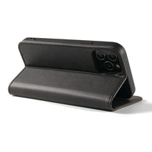 将图片加载到图库查看器，Case for iPhone 12 Pro Max mini Case on for iPhone 11 7 8 Plus X XR XS Luxury Leather Flip Cover PU Leather iPhone Wallet Case Black Kickstand Card Holder Flip Phone Cover
