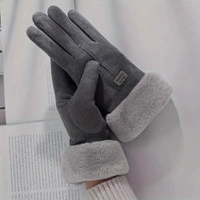 Load image into Gallery viewer, Cashmere Warm Suede Leather Plush Touch Screen Gloves
