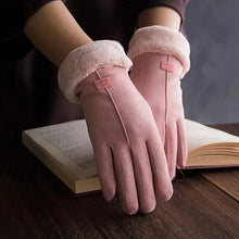 Load image into Gallery viewer, Cashmere Warm Suede Leather Plush Touch Screen Gloves
