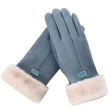 Load image into Gallery viewer, Cashmere Warm Suede Leather Plush Touch Screen Gloves
