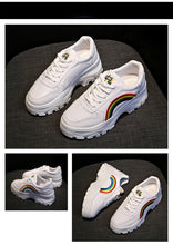 Load image into Gallery viewer, Casual Winter Women Thick Sneakers White Shoes Autumn Winter Fashion Platform Shoes Female Lace Up Rainbow Vulcanized Shoes Comfy Fashion Sneakers Breathable Athletic Casual Shoes
