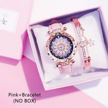 将图片加载到图库查看器，Casual Women Romantic Starry Sky Wrist Watch Bracelet Leather Rhinestone Designer Simple Dress Women's Watches Women Starry Sky PU Leather Strap Quartz Wristwatches For Woman Girls Teenagers
