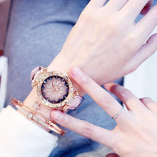 将图片加载到图库查看器，Casual Women Romantic Starry Sky Wrist Watch Bracelet Leather Rhinestone Designer Simple Dress Women's Watches Women Starry Sky PU Leather Strap Quartz Wristwatches For Woman Girls Teenagers
