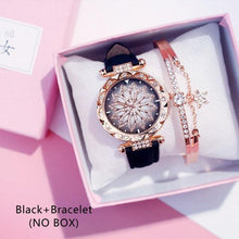 将图片加载到图库查看器，Casual Women Romantic Starry Sky Wrist Watch Bracelet Leather Rhinestone Designer Simple Dress Women's Watches Women Starry Sky PU Leather Strap Quartz Wristwatches For Woman Girls Teenagers
