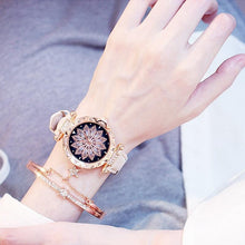 将图片加载到图库查看器，Casual Women Romantic Starry Sky Wrist Watch Bracelet Leather Rhinestone Designer Simple Dress Women's Watches Women Starry Sky PU Leather Strap Quartz Wristwatches For Woman Girls Teenagers
