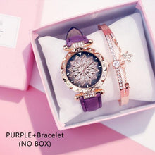 将图片加载到图库查看器，Casual Women Romantic Starry Sky Wrist Watch Bracelet Leather Rhinestone Designer Simple Dress Women's Watches Women Starry Sky PU Leather Strap Quartz Wristwatches For Woman Girls Teenagers
