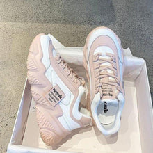 将图片加载到图库查看器，Casual Womens Blue Sneakers High Heels Platform Sports Shoes Autumn Thick Bottom Walking Breathable Vulcanized Shoes Luxury Tennis Sneakers Trainers Lace Up Fashion Design
