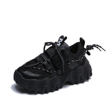 将图片加载到图库查看器，Casual Womens Blue Sneakers High Heels Platform Sports Shoes Autumn Thick Bottom Walking Breathable Vulcanized Shoes Luxury Tennis Sneakers Trainers Lace Up Fashion Design
